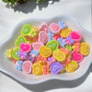 Colorful Heart and Bow Charms